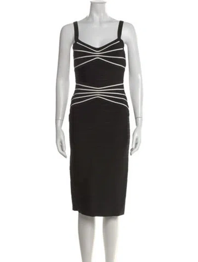 Pre-owned Herve Leger Dakota Knee-length Dress In Black