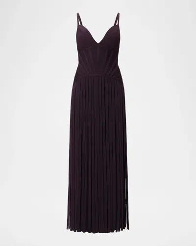 Herve Leger Della Bandage Fringe Gown In Elderberry