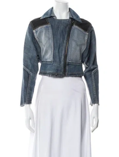 Pre-owned Herve Leger Denim Jacket In Blue