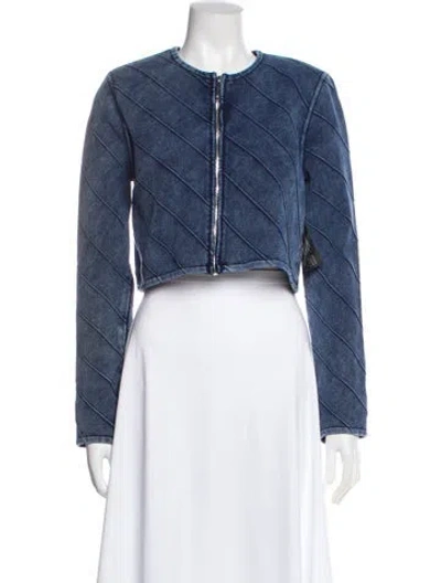 Pre-owned Herve Leger Denim Jacket W/ Tags In Blue