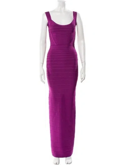 Pre-owned Herve Leger Donna Long Dress In Purple
