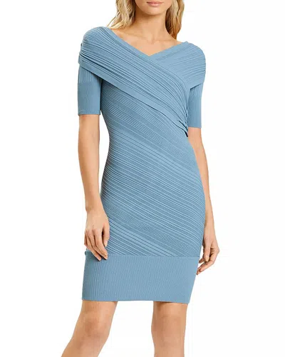 Herve Leger Draped Ribbed Dress In Alabaster