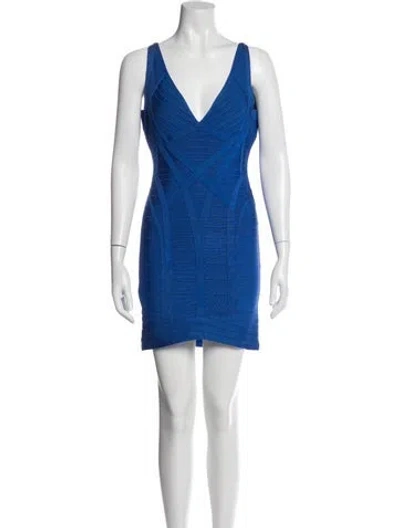 Pre-owned Herve Leger Dress In Blue