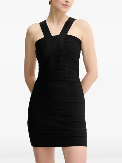 Herve Leger Elise Criss-cross Mini Dress In Black