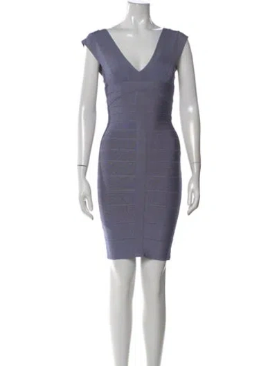 Pre-owned Herve Leger Elise Mini Dress In Purple