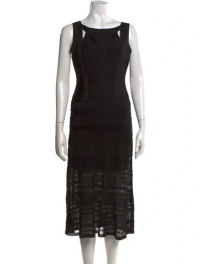 Pre-owned Herve Leger Ella Midi Length Dress In Black
