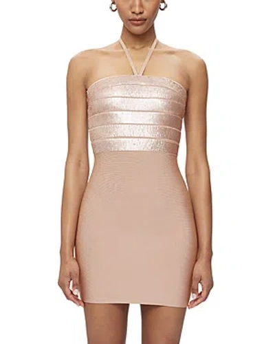 Herve Leger Emili Sequin Mini Dress In Bare