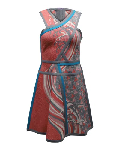 Herve Leger Eriko Tidal Wave Jacquard Dress In Multicolor Print Rayon