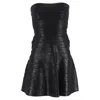 Herve Leger Esther Textured Mini Strapless Dress In Black Rayon In Black
