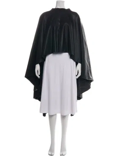 Pre-owned Herve Leger Faux Leather Cape In Black