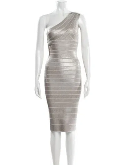 Pre-owned Herve Leger Fionne Mini Dress In Gray