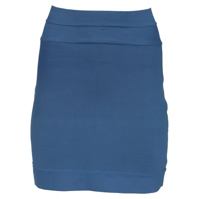 Herve Leger Fitted Mini Skirt In Light Blue Rayon