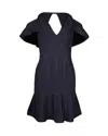 Herve Leger Flared Bandage Mini Dress In Navy Blue Rayon In Blue
