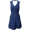 Herve Leger Flared Hem Bandage Dress In Blue Rayon In Blue