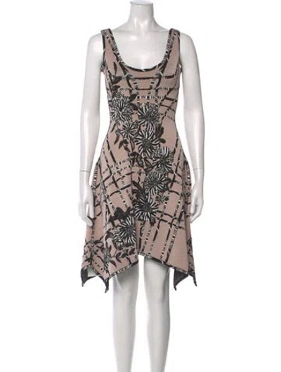 Pre-owned Herve Leger Floral Print Mini Dress In Neutrals
