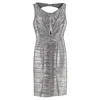 Herve Leger Foil Cutout Bandage Dress In Silver Rayon In Neutral