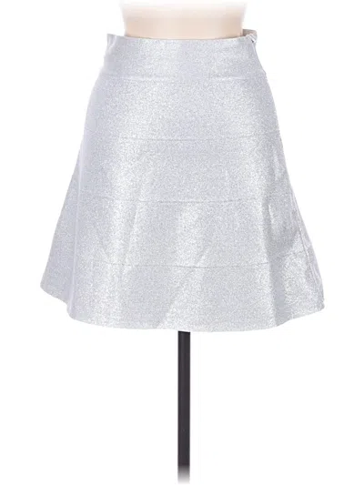 Pre-owned Herve Leger Formal Skirt In Silver