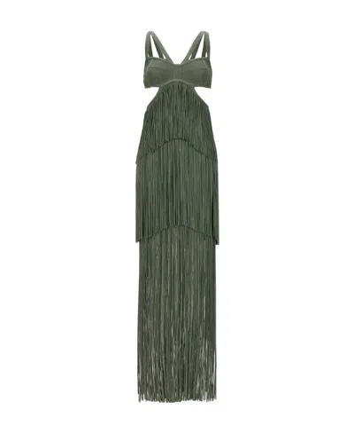 Herve Leger Fringed Dress In Black