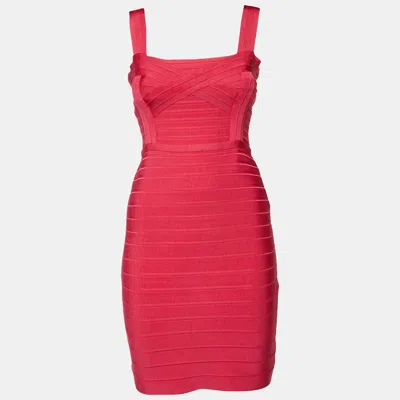 Pre-owned Herve Leger Fuchsia Pink Bandage Jersey Sleeveless Bambi Dress S
