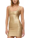 Herve Leger Gabriella Bodycon Dress In Gold Foil