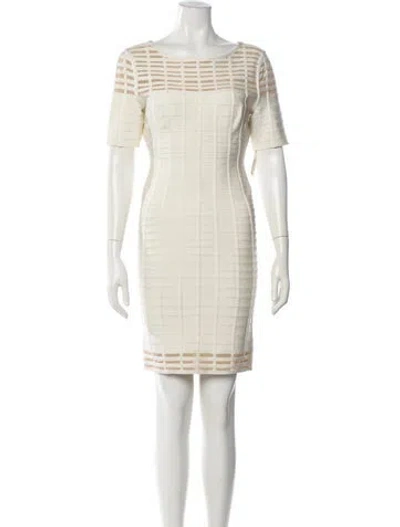 Pre-owned Herve Leger Gisele Mini Dress In Neutral