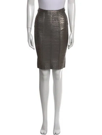 Pre-owned Herve Leger Glitter Accents Knee-length Skirt In Gray