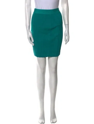 Pre-owned Herve Leger Glitter Accents Mini Skirt In Green