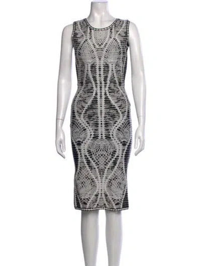 Pre-owned Herve Leger Graphic Print Knee-length Dress In Gray