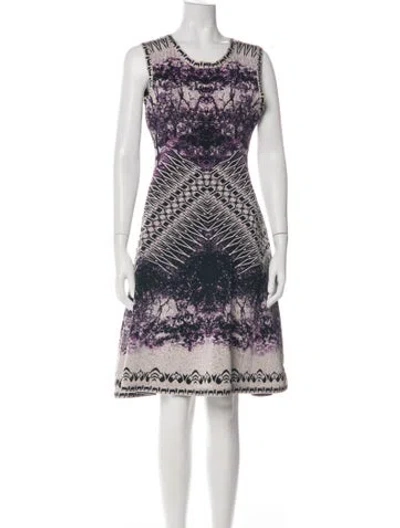 Pre-owned Herve Leger Graphic Print Knee-length Dress In Green