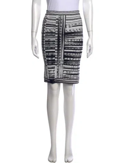 Pre-owned Herve Leger Graphic Print Knee-length Skirt W/ Tags In Multi