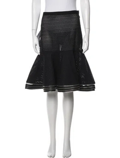 Pre-owned Herve Leger Graphic Print Midi Length Skirt In Black