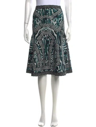 Pre-owned Herve Leger Graphic Print Midi Length Skirt In Blue