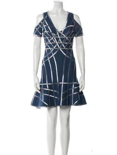 Pre-owned Herve Leger Graphic Print Mini Dress