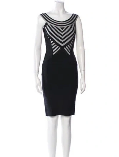 Pre-owned Herve Leger Graphic Print Mini Dress In Black