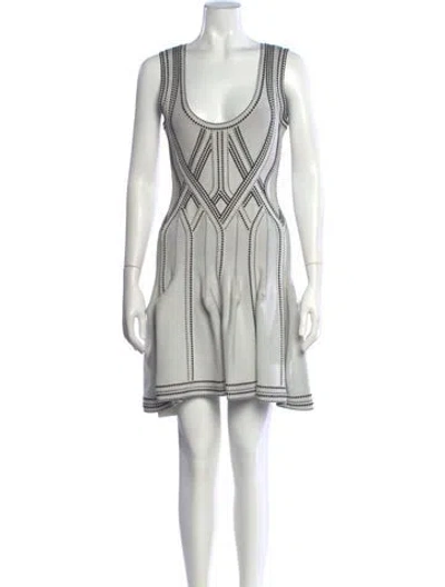 Pre-owned Herve Leger Graphic Print Mini Dress In Black/white
