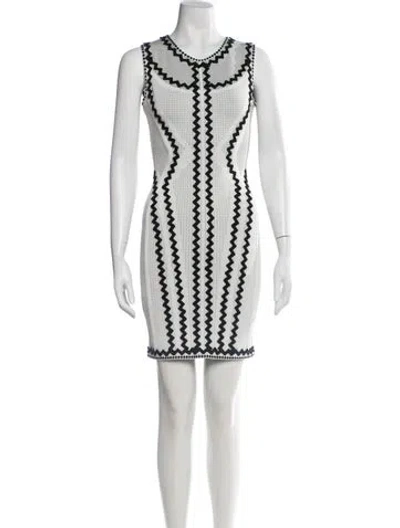 Pre-owned Herve Leger Graphic Print Mini Dress In Black/white