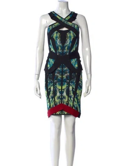 Pre-owned Herve Leger Graphic Print Mini Dress In Multi