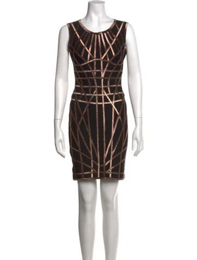 Pre-owned Herve Leger Graphic Print Mini Dress In Multi