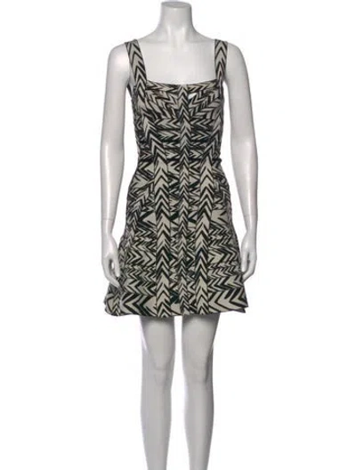 Pre-owned Herve Leger Graphic Print Mini Dress In Neutral