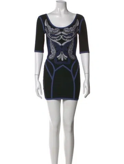 Pre-owned Herve Leger Graphic Print Mini Dress W/ Tags In Multi