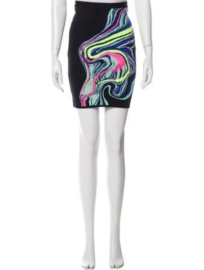 Pre-owned Herve Leger Graphic Print Mini Skirt In Multi