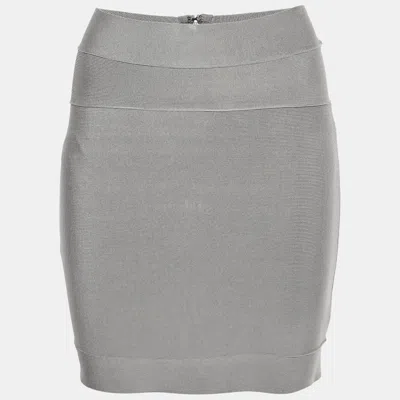 Herve Leger Grey Bandage Knit Grizzle Bandeau Skirt In Gray