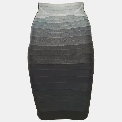 Herve Leger Grey Bandage Knit Pencil Skirt Xs In Black