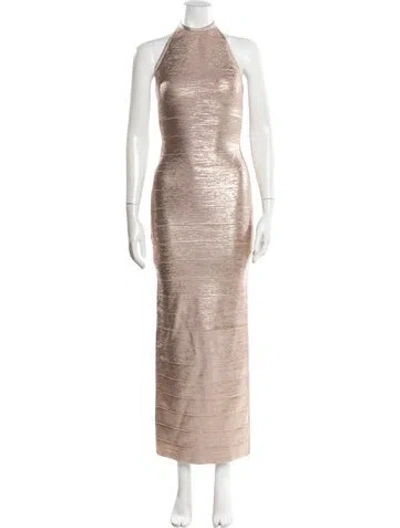 Pre-owned Herve Leger Halterneck Long Dress