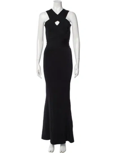 Pre-owned Herve Leger Halterneck Long Dress In Gray