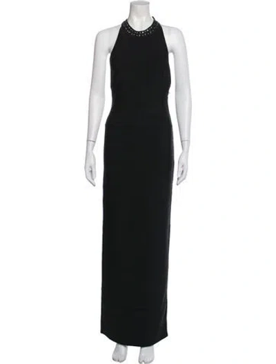 Pre-owned Herve Leger Halterneck Long Dress W/ Tags In Black