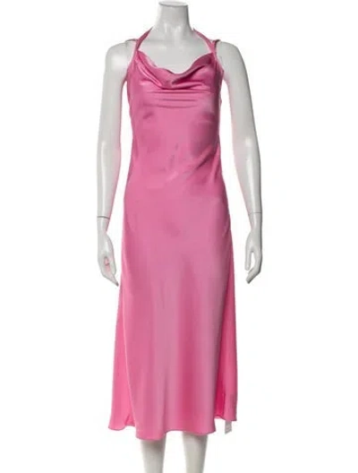 Pre-owned Herve Leger Halterneck Midi Length Dress In Pink