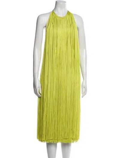 Pre-owned Herve Leger Halterneck Midi Length Dress W/ Tags In Green