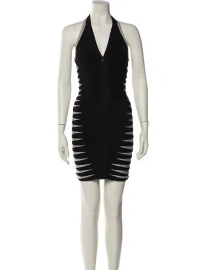 Pre-owned Herve Leger Halterneck Mini Dress