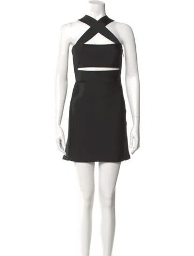 Pre-owned Herve Leger Halterneck Mini Dress In Black